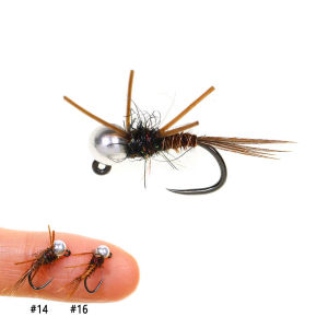 6PCS #16 #14 Fast Sinking Barbless Jig Stonefly W/ Rubber Legs Pheasant Tail Wet Euro Nymph Fly Trout Grayling Fishing Lures