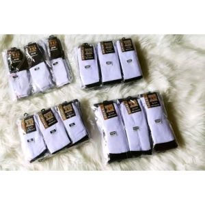 1 lusin 12 pasang dan 6 pasang kaos kaki sekolah hitam-Putih SD SMP SMA