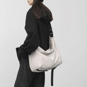 กระเป๋าสะพายข้างผ้าอ็อกซ์ฟอร์ดสไตล์เกาหลีสำหรับใส่ของใช้ในชีวิตประจำวันสำหรับเยาวชนทั้งชายและหญิง กระเป๋าสะพายไหล่แบบลำลองขนาดใหญ่