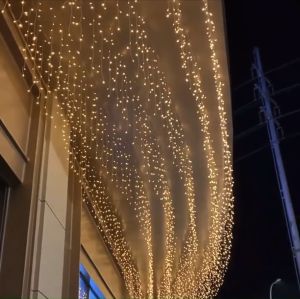 XH-671 3Meters 96Lights Outdoor Solar Icicle Curtain Light Waterproof LED String Lights Solar Christmas Lights