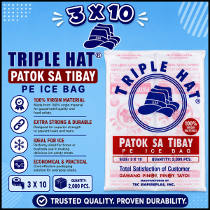 Triple Hat Patok sa Tibay PE Ice Candy Bag Size 3 x 10 Quantity 2000 Pcs