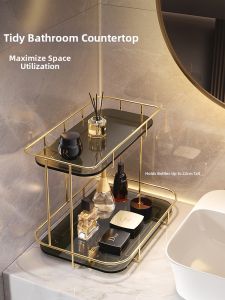 Kaman | Rotating Glass Bathroom Organizer Double Layer
