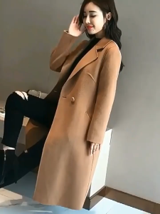 Autumn Solid Color Woolen Coat Simple Womens Plus Size Versatile Fashion Korean Version Loose Medium Long Coat