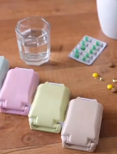 ZH173 Portable Pill Box 3 Layer Dispenser Tablet Pill Box Wheat straw Medichine Box