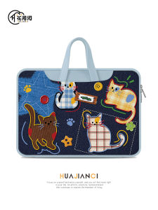 FLORA VERSE | Cute Jeans Cat Ladies Laptop Sleeve 14 inch