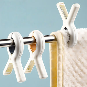 6pcs Beach Towel Clips Plastic Clothes Pins with Strong Anti-Rust Springs Heavy Duty Windproof Laundry Clothespins Fixed Peg