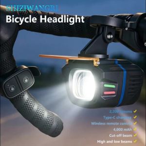 Promend | Bicycle Light 2 Color Auxiliary Light 2200LM with Wireless Remote 4000mAh Power Bank Cut-off Design Ricaricabile Bike Light