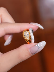 Vising Recommended Bling Two-In-One Full Sky Star Pear Shaped High Carbon Diamond Ring Design Ring Flashing Silver Fashion Jewelry