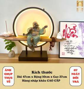 Đèn xông trầm + Tượng Phật Di Lặc ngồi chiêu Tài + thiền sư lễ bái hàng gốm sứ mỹ nghệ nhập khẩu cao cấp