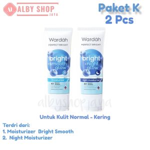 Paket Lengkap Wardah Perfect Bright Untuk Kulit Normal - Kering / Creamy Foam 100 ml / Cooling Bright Jelly Facial Foam / Moisturizer / Perfect Bright Night Moisturizer / Micellar Water / Kulit Kering