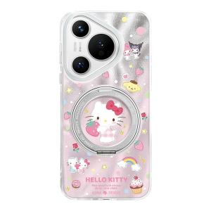 Asina | Strawberry KT Cat Design Huawei Pura80pro Phone Case Magnetic Ultra-Thin Full Cover With Stand Cute Creative Soft Edge Pura70 Female High-End Feeling