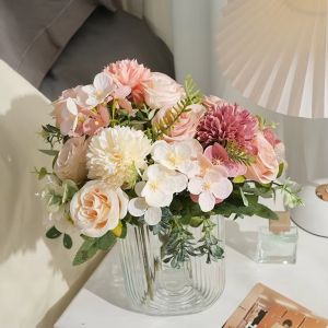 Artificial Silk Rose Flower Table Plant Holiday Wedding Bridal Bouquet Room Home Table Decoration Office Party Diy Hot Sale Gift