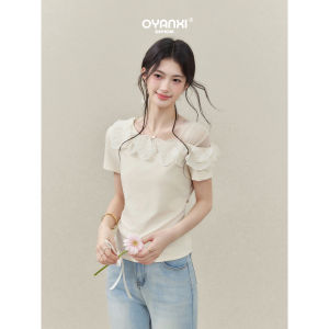 OUYANGXI | Áo Thun Nữ Dễ Thương Không Tay Hở Vai