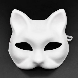 3pcs DIY Full Face Masks Paper Blank White Halloween Cosplay Paintable Men Women Party Perform Craft Costumes