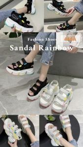 Sendal Gunung Wedges Fashion Wanita Sol Pelangi WA 412 Sandal Tali Rainbow Fahion Kasual Korea (446) Sol Tebal 5 Cm