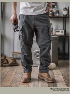 American Style Heavyweight Iron-Free Multi-Pocket Work Pants Loose Casual Jeans for Teenagers And plus Size Men