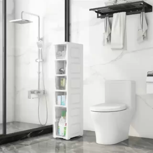Hỏa Tốc tủ góc hẹp Có bánh xe tủ nhựa khe hẹp 18cm tủ nhựa đa năng Trong suốt màu xám tủ đựng đồ hẹp/kệ nhà tắm/tủ khe hẹp nhà bếp