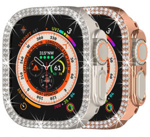 Crystal Frame Diamond Case For Apple Watch Ultra 49mm Bling Bumper Protector For IWatch Series PC Cover Accessories