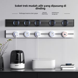 Lisu Open-Mounted Wall-Mounted Movable Electric Sliding Open-Mounted Track Power Socket Anti-Electric Shock Track Socket