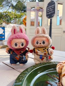 Labubu Doll Clothes 17cm Macaron Vinyl Face Replacement Outfit for Plush Toys Cotton Dolls Collectible Bubble Pop Toys