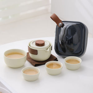Portable Travel Tea Set Ceramic Kettle and 4 Cups