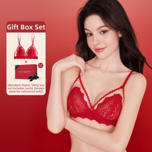 Miss Curiosity | Red French Lace Bra Set Small Chested