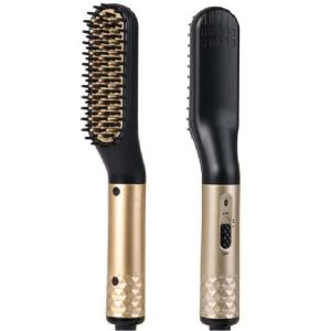 Professional 2 In 1 Portable Electric Straightening Hot Hair Press Comb Men Beard Brush Electric Iron Hair Straightener Comb
