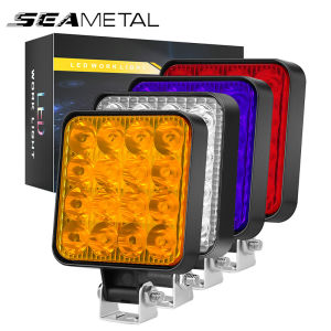 SEAMETAL 12V 24V Car LED Working Light Off Road Spotlight Square Work Lamp 48W Fog Lamp Waterproof Work Light For SUV ATV Truck