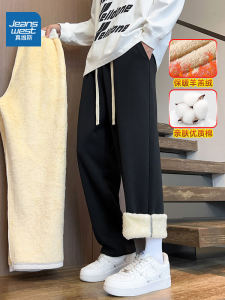 กางเกงลำลองชายทรงหลวม ทรงตรง ผ้ากำมะหยี่ผสมคอตตอนและไนลอน กางเกงขายาวทรงตรง ทรงหลวม กางเกงขายาวทรงตรง