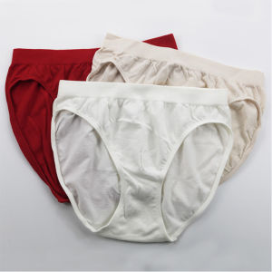 Womens Seamless High Slit Comfortable Breathable Underwear Soft Skin-friendly Mid-waist Triangle Panties Red Simple Design