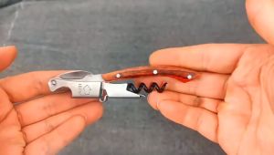 Corkscrew Alat Pembuka Tutup Botol Wine Opener 4 In1 Pembuka Kaleng Bottle Opener Bahan Baja + Kayu