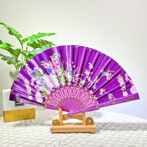 Harper พัดจีน รำพัด พัดเต้นรำ พัดสไตล์วินเทจ ด้ามพลาสติกแต่งสีทอง Hand fan