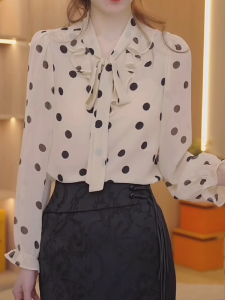 Áo Voan Dài Tay Thanh Lịch Có Nơ Bướm Và Xù Cho Nữ Dáng Rộng Mùa Xuân Quần Áo Công Sở Thời Trang