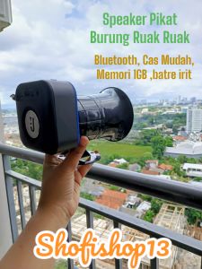 Speaker Mini Bluetooth Kombinasi Pikat Burung Ruak Ruak dengan Memori 1GB