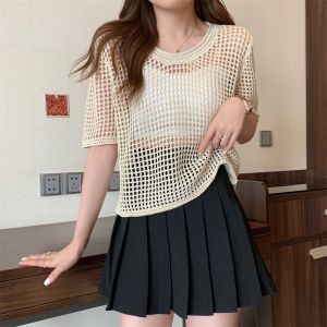 🦋 VEVE Women Short Sleeve White Blouse New Style 2024 Summer Cover up for Swimsuits