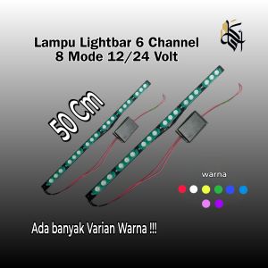 Lampu Lightbar Rotator 50cm 6ch 8mode 12/24 Volt