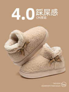 Ankle Wrap Cotton Slippers Womens Winter 2024 New Arrival Keep Warm Outerwear Thick Sole Indoor Home Non-Slip Confinement Shoes Cotton Shoes