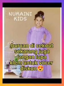 BAJU GAMIS/DRES MAXI ANAK PEREMPUAN NURAINI NON HIJAP KREP AIRPLOW MIX TILLE LILAK