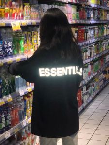 Light-Reflecting Hoodie Super Handsome D ~ American High Street Reflective Letter Long Sleeves T-shirt Men and Women Pure Cotton Heavy Weight Design Blouse