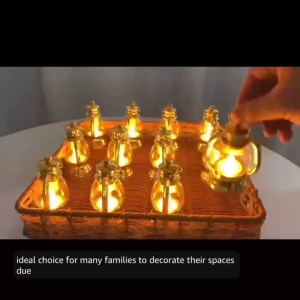 Electric Candle LED Lights & Flameless Candle Lamp Lantern Powered by Kandila na de Battery Candle Light Tealights Candles Included Perfect for Outdoor Decoration Lanterns Cemetery Candle Lantern & Bedroom Night Light