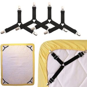 4PCS/Set Triangle Bed Sheet Clips Mattress Cover Holder Fastener Adjustable Sheet Straps Suspenders Gripper