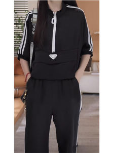 Casual Sporty Womens Two-Piece Set Wide Leg Pants Top And Bottoms Ensemble Summer New Style Fashion Simple Elegant Look