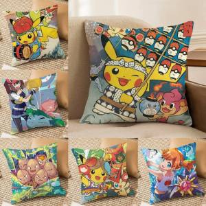 Bandai | Pokemon Paldea Starters Anime Plush Pillow Cover Soft Short Plush Cushion Cover For Sofa Bedroom Home Decor Gift