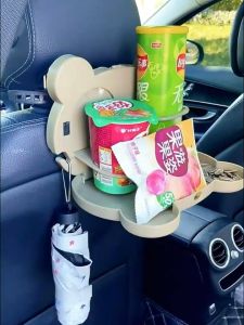 ถาดวางอาหารหลังเบาะรถพับได้ ถาดวางอาหารในรถ พร้อมที่วางแก้วเครื่องดื่ม ที่วางแก้วสําหรับรถยนต์ แบบพับเก็บได้พร้อมที่วางแก้ว