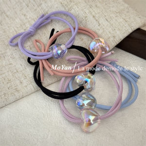 ยางรัดผมสีสันสดใสใส่ซ้ำได้ทนทาน ยางยืดสูง ยางรัดผมรูปหัวใจสีใส รัดผมสำหรับเด็กผู้หญิง ยางรัดผมแบบเรียบง่ายที่ใช้งานได้หลากหลาย