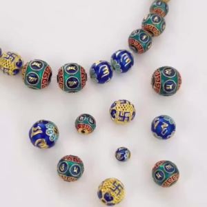 Cloisonné Alloy Enameled Colorful Round Beads Loose Spacer Beads for Jewelry Making DIY Bracelet Pendant Accessories Materials