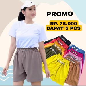 GOKIL ABIS DISKON BESAR 5 PCS CUMA 75K CELANA PENDEK WANITA TERMURAH HIGH WAIST BB 40-85kg HOTPANTS PREMIUM AIRFLOW CRINCKLE RAYON