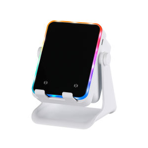 NEWMSNR Bluetooth Speaker Phone Stand with Audio Induction RGB Light 360 Degree Rotating Adjustable Holder 5W Sound 52mm Driver 2000mAh Rechargeable Battery Type C Desktop Music Player for Home Office Bedroom Study Desk Videos and Daily Listening