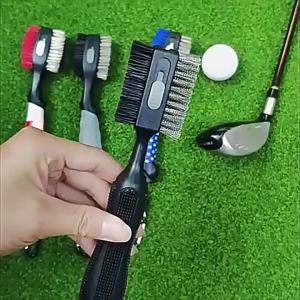 EELHOE | New 1pc Golf Club Brush Groove Cleaner Retractable Dual Sided Nylon Bristles Aluminum Carabiner Groove Cleaner Groove Cleaning