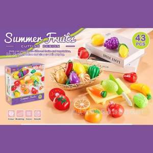 Cắt trái trây-Bản cao cấp tặng kèm 3 xô. Trò chơi bóc tách cắt trái cây cho bé rèn luyện vận động tinh nhận biết màu sắc phân biệt các loại trâi cây rau củ thực phẩm